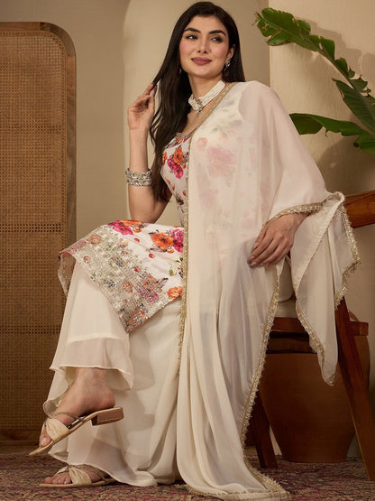 Women Off White Kurta Sets