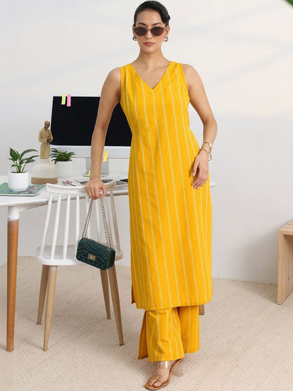 Women Striped Regular Kurta with Palazzos