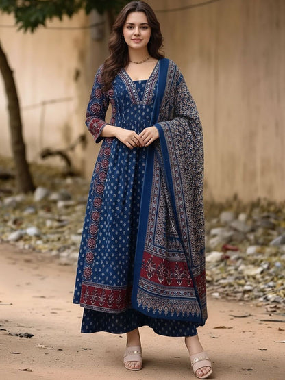 Dhiyona KL Women Ethnic Motifs Printed Regular Kurta with Palazzos & With Dupatta