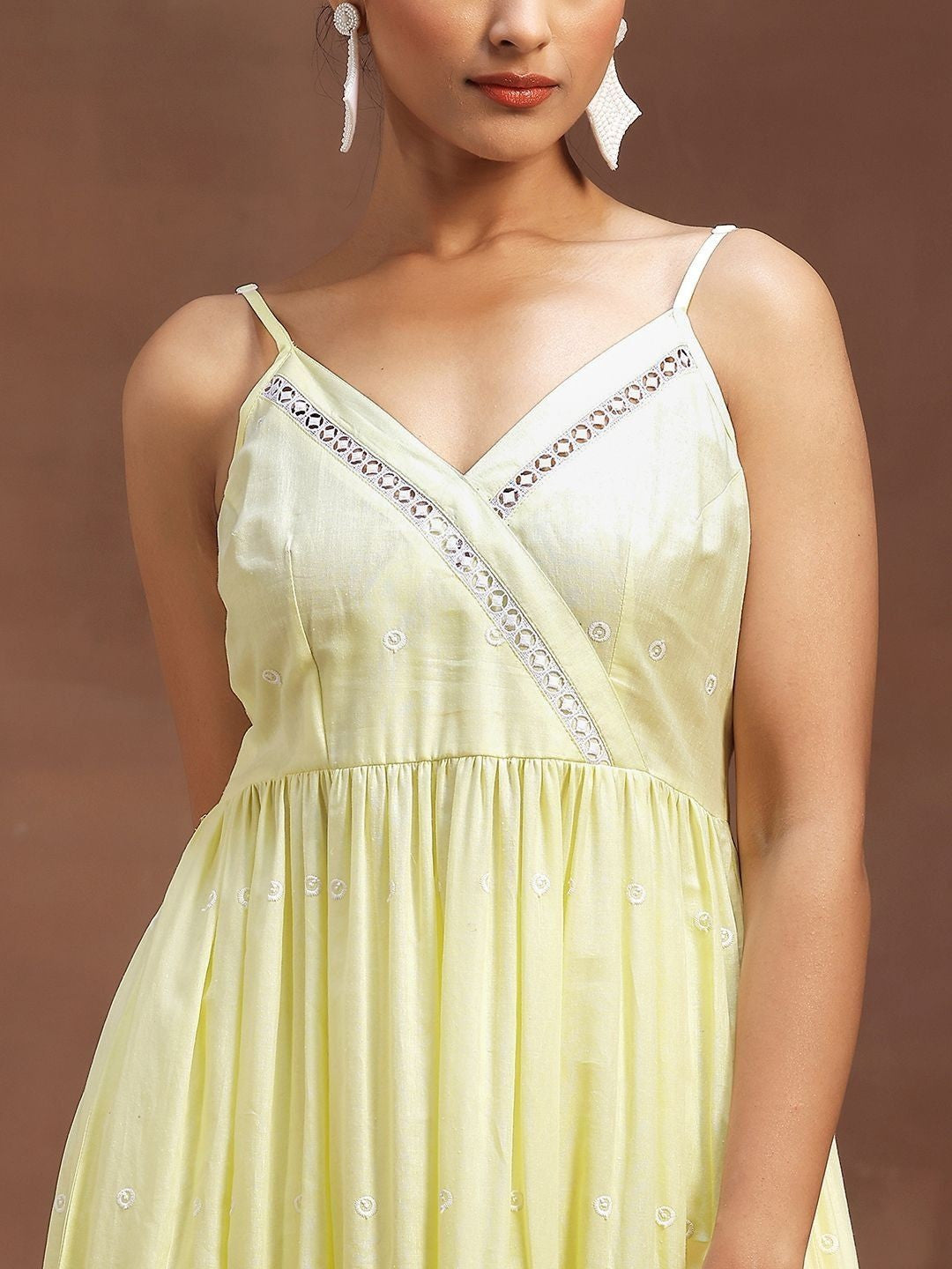 Women Ethnic Motifs Embroidered Tiered Chikankari Kurta with Trousers