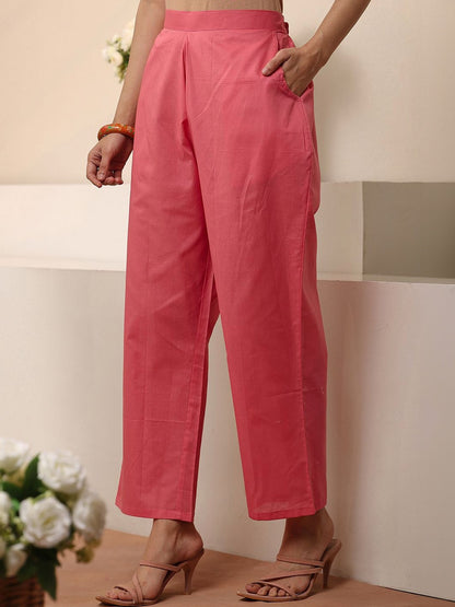 Women Floral Embroidered Regular Thread Work Chanderi Silk Kurta with Trousers & With Dupatta