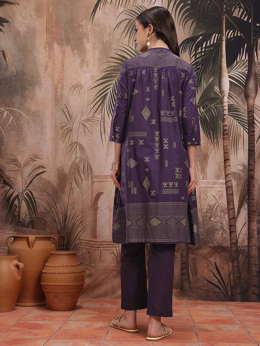 Ethnic Motifs Printed Regular Pure Cotton Kurta with Trousers