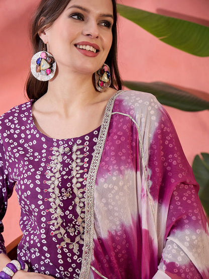 Printed Pure Cotton Kurta Trouser With Dupatta