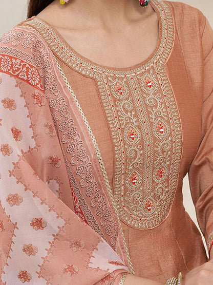Dhiyona CH Women Ethnic Motifs Embroidered Kurta with Trousers & Dupatta