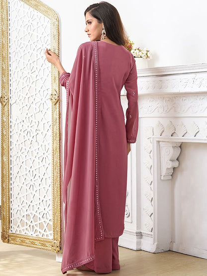 Dhiyona IN Women Ethnic Motifs Embroidered Regular Sequinned Kurta with Palazzos & With Dupatta