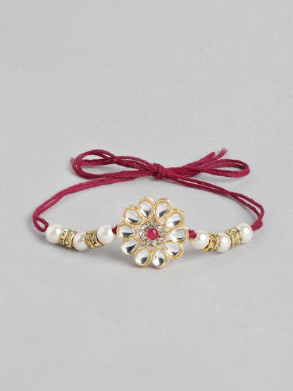 Dhiyona Unisex Set of 2 Beaded Bhai Bhabhi Rakhis With Roli & Chawal