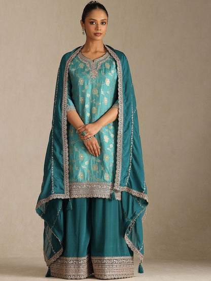 Dhiyona SO Women's Women Embroidered Kurta with Palazzos & Dupatta
