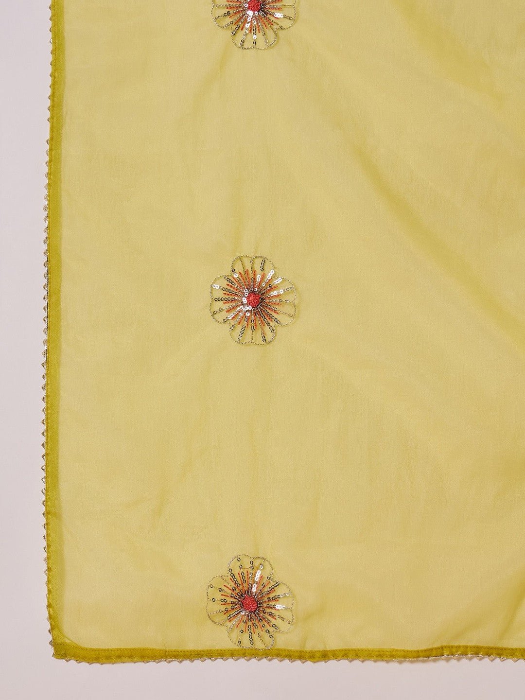 Embellished Round Neck Kurta & Palazzos With Dupatta