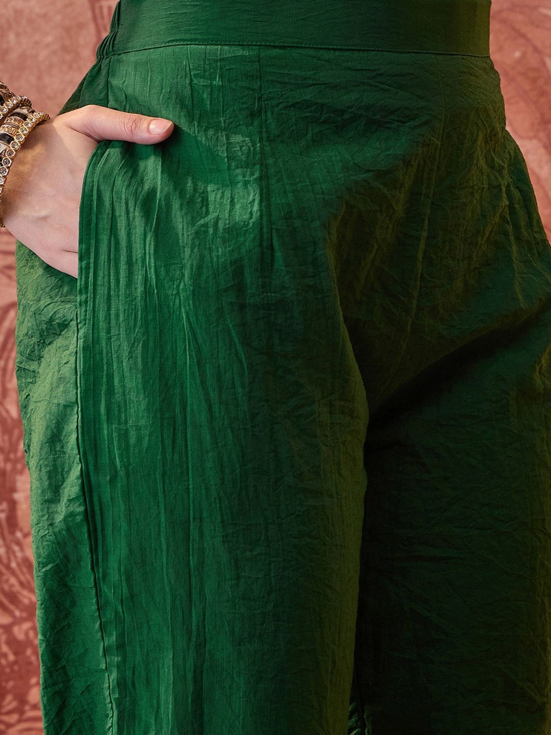 Embroidered V-Neck Kurta & Trousers Kurta Set