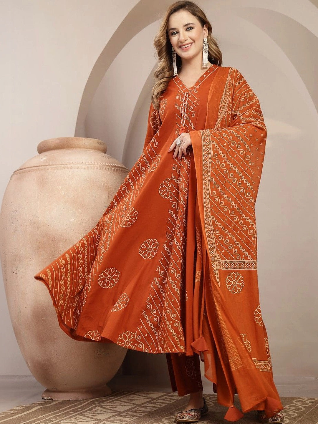 Dhiyona SN Women Ethnic Motifs Printed Regular Kurta with Trousers & With Dupatta