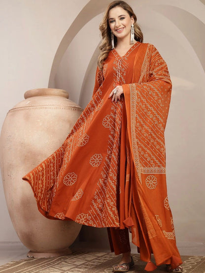 Women Ethnic Motifs Printed Regular Kurta with Trousers & With Dupatta