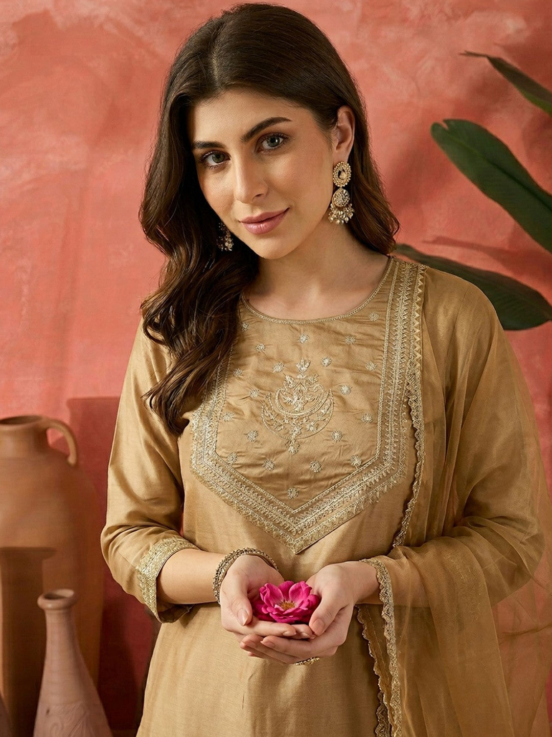 Embroidered Round Neck Kurta Sets