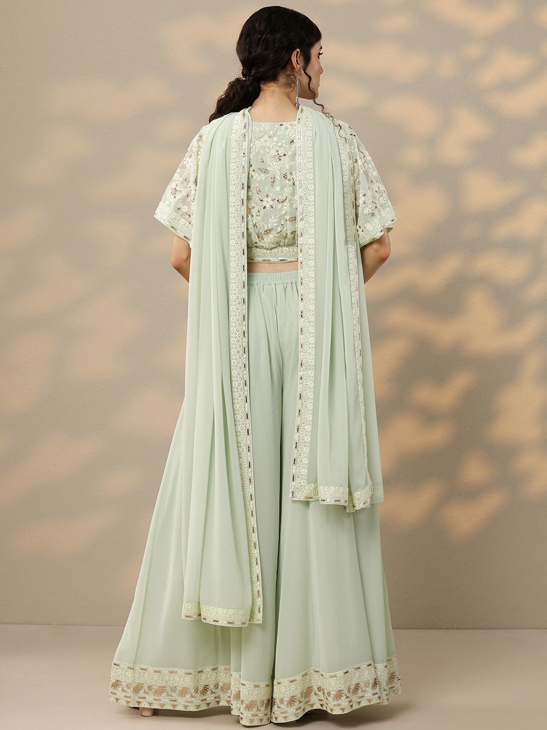 Dhiyona LL Ethnic Motifs Embroidered Top & Palazzos With Dupatta