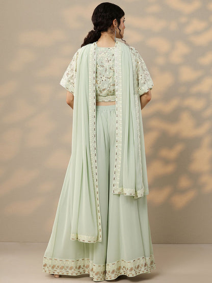 Dhiyona LL Ethnic Motifs Embroidered Top & Palazzos With Dupatta