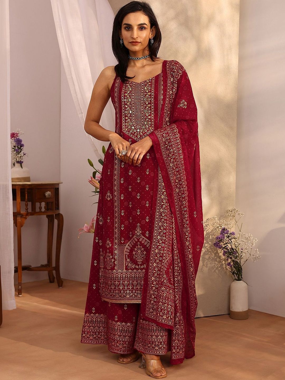 Dhiyona LL Women Ethnic Motifs Printed Regular Kurta with Palazzos & With Dupatta