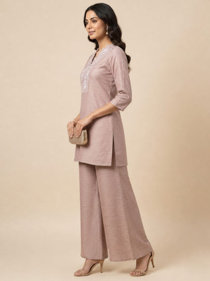 Prisha periwinkle embroidery co-ord set