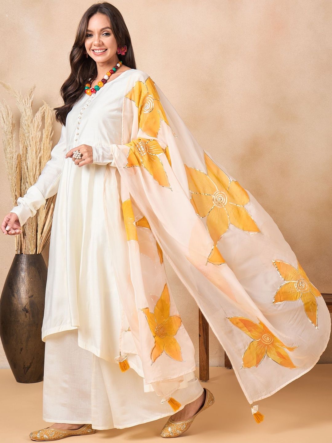 Dhiyona SN Women Floral Empire Kurta with Palazzos & With Dupatta