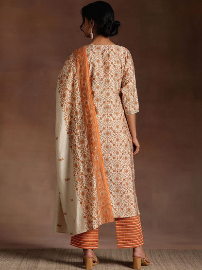 Women Ethnic Motifs Printed Regular Thread Work Kurta with Trousers & With Dupatta