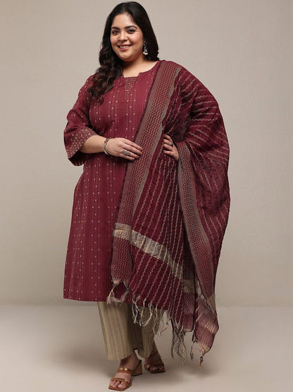 Dhiyona Women's Plus Size Ethnic Motifs Printed Kurta with Palazzos & Dupatta