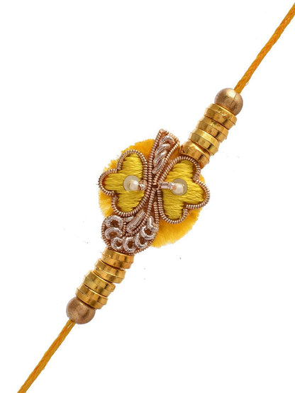 Dhiyona Sequinned & Zardosi Rakhi With Roli Chawal & Card