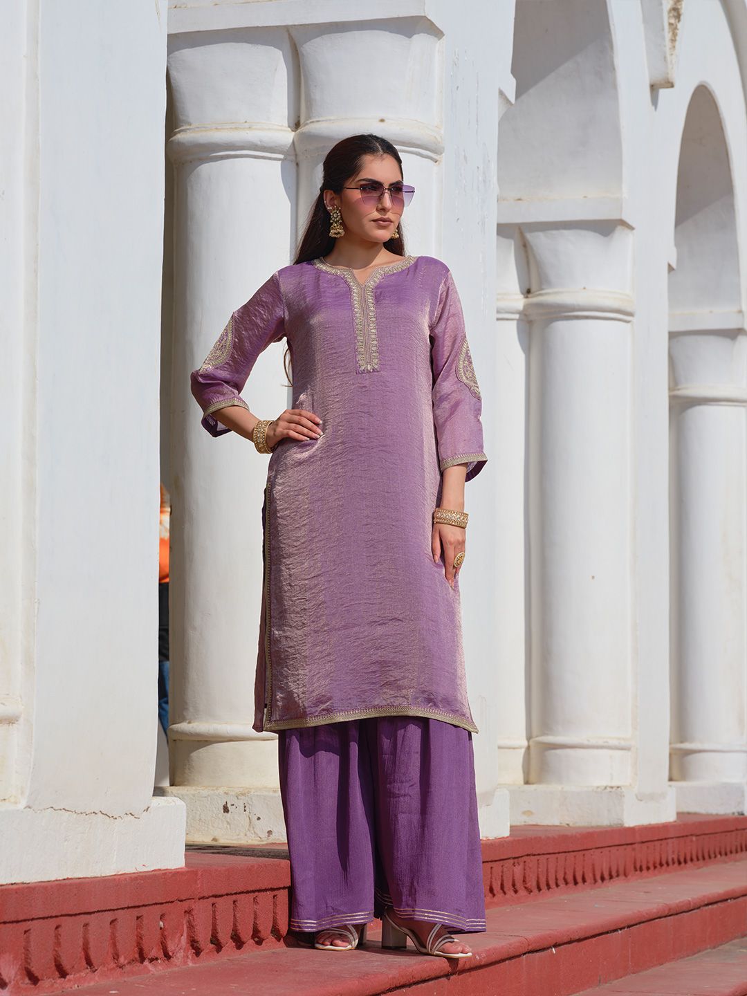 Dhiyona HOP Fendi Kurta with Sharara Pants & Organza Dupatta