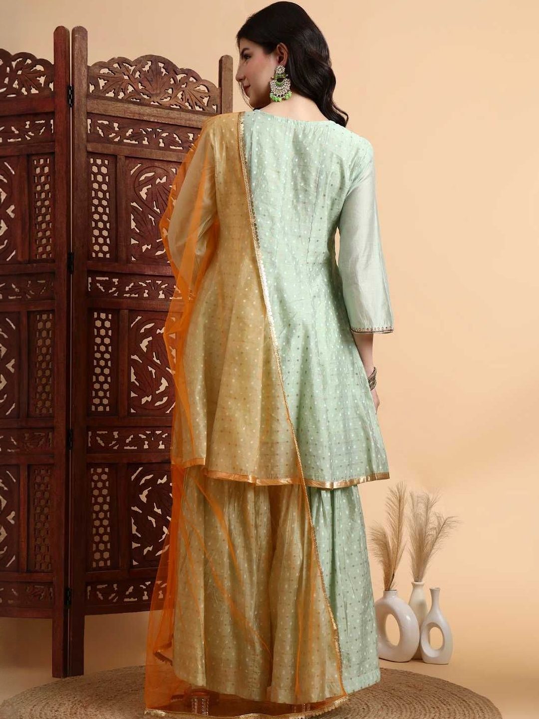 Dhiyona HOP Zardosi Embroidered Kurta & Sharara With Dupatta