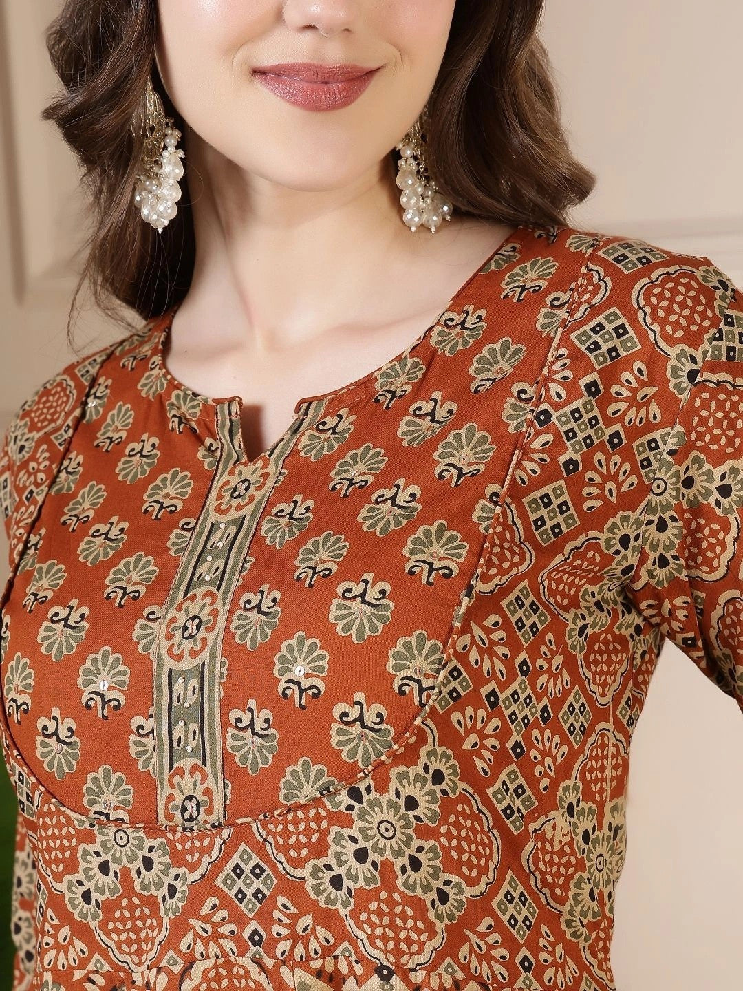 Women Ethnic Motifs Printed Empire Pure Cotton Kurta with Trousers & With Dupatta