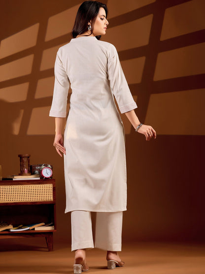 Women Floral Embroidered Regular Thread Work Pure Cotton Kurta with Trousers