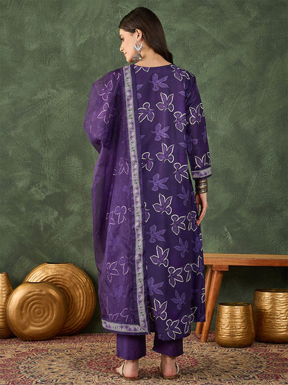 Dhiyona KL Women Self Design Square Neck A-Line Kurta Set