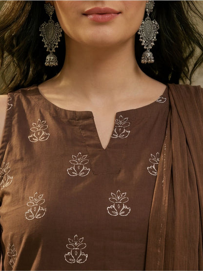 Women Cotton Printed Straight Farshi Salwar Suit Set