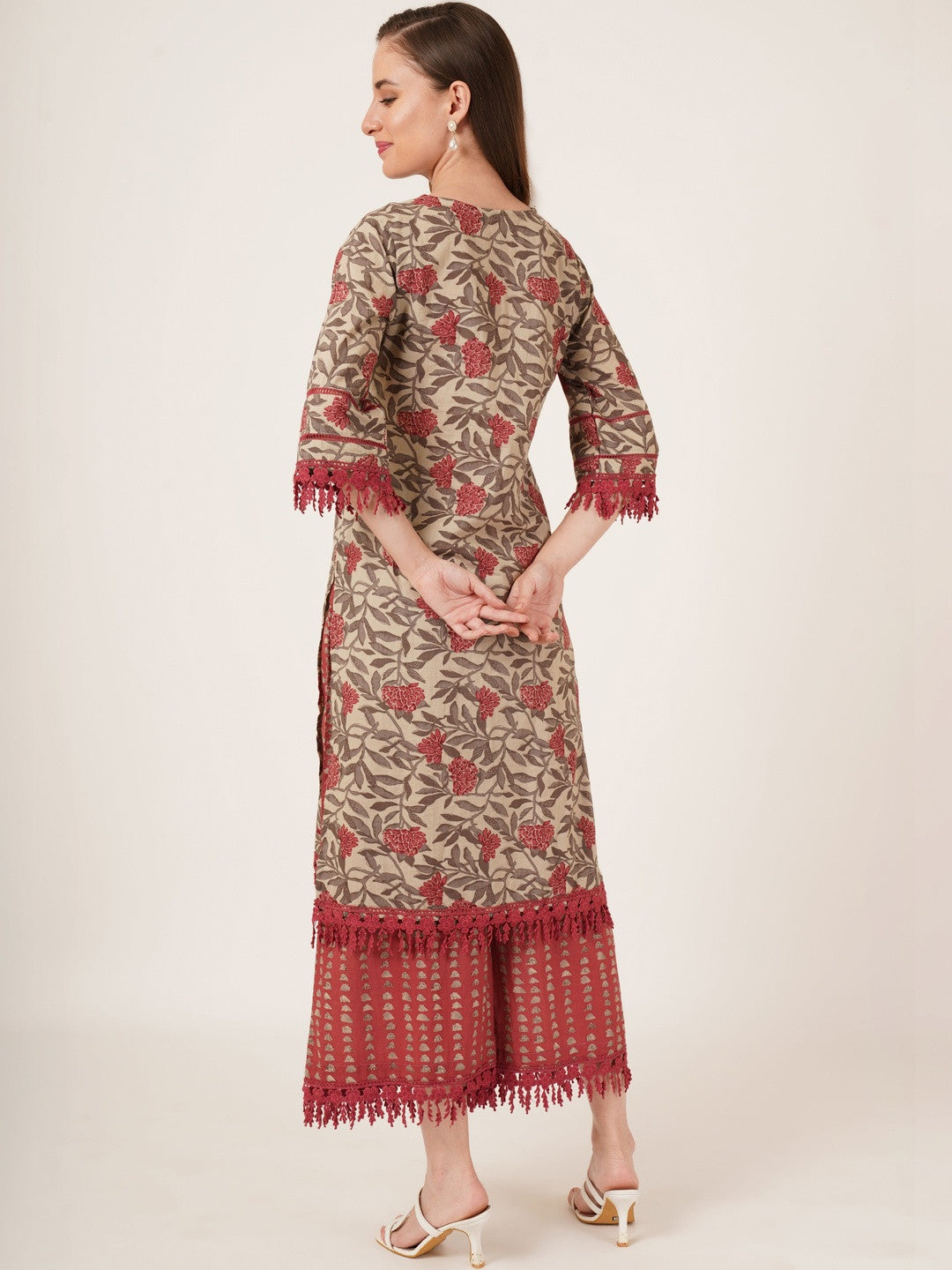 Women Floral Printed Regular Pure Cotton Kurta with Palazzos