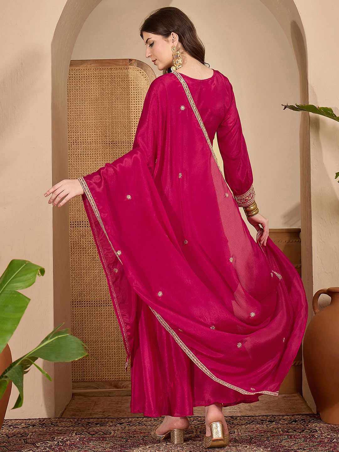 Dhiyona SN Embroidered Kurta & Palazzos with Dupatta Set