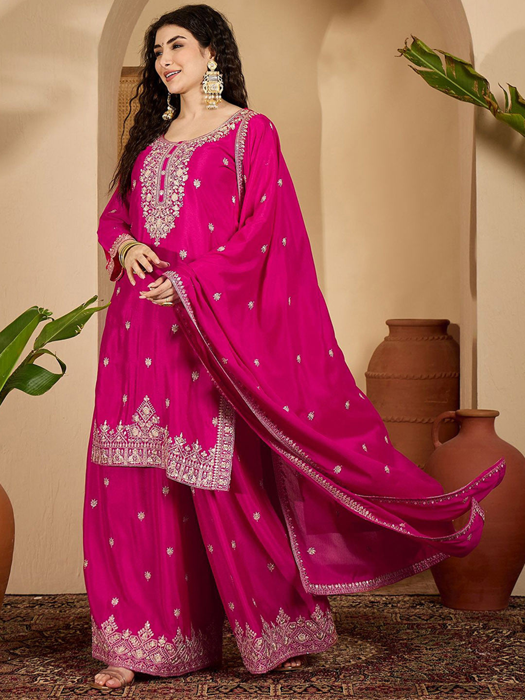 Women Ethnic Motifs Printed Kurta with Palazzo & Dupatta