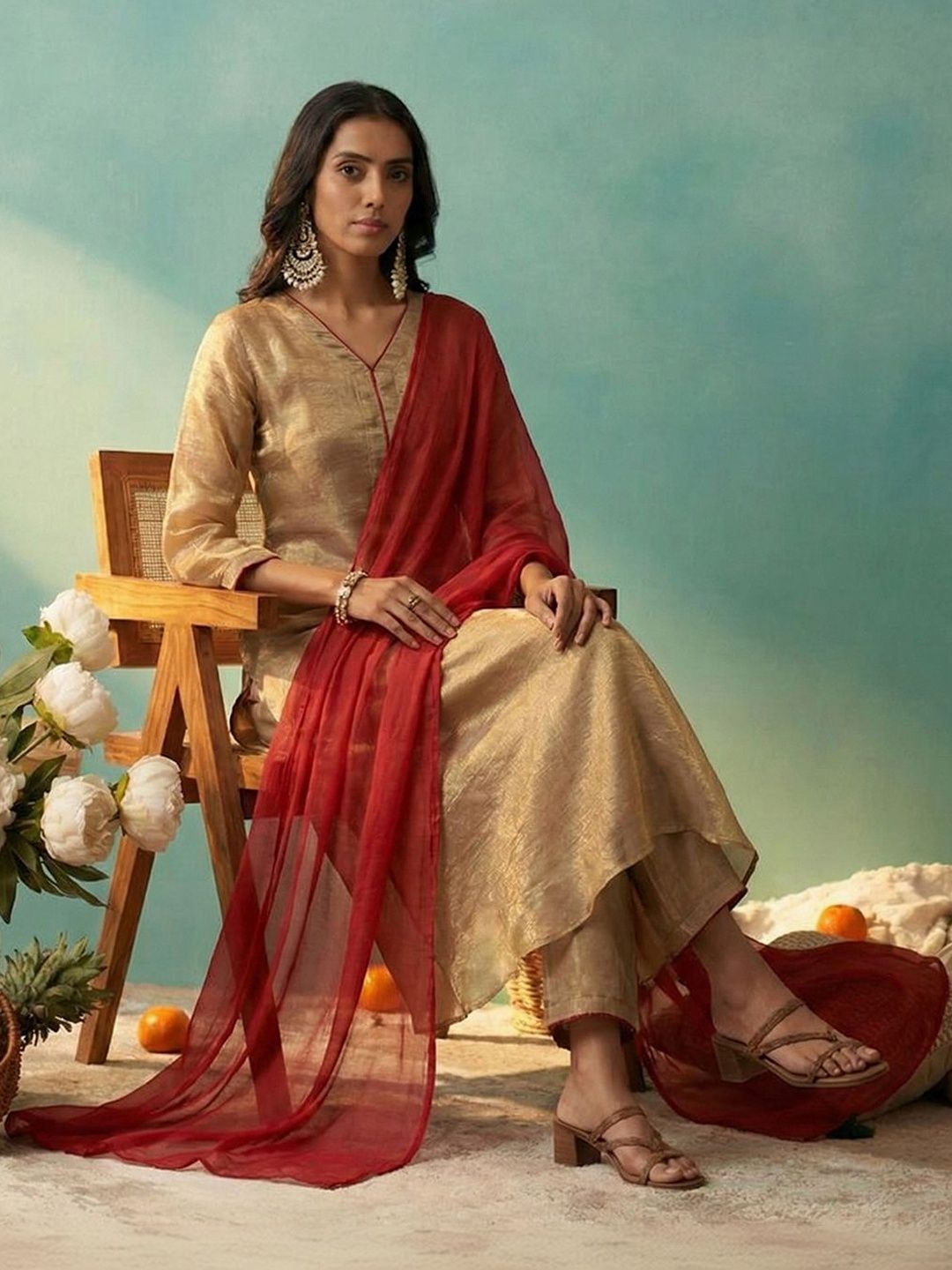 Dhiyona CH Women Regular Kurta with Trousers & With Dupatta