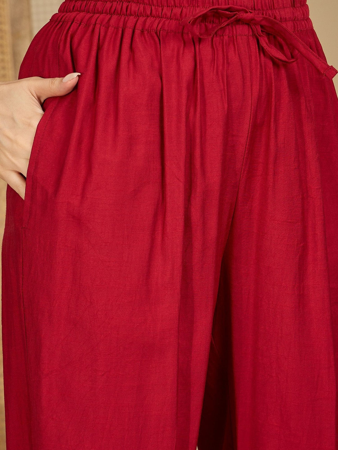 Floral Embroidered Empire A Line Kurta With Trousers & Dupatta
