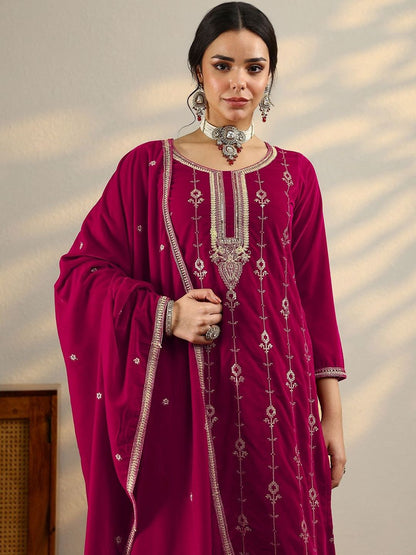 Dhiyona LL Women Ethnic Motifs Embroidered Kurta with Palazzo & Dupatta