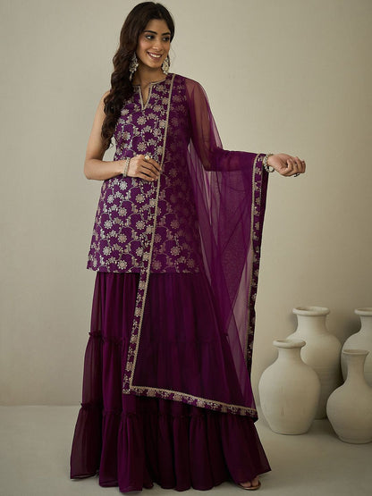 Dhiyona IN Women Floral Regular Kurta with Sharara & With Dupatta